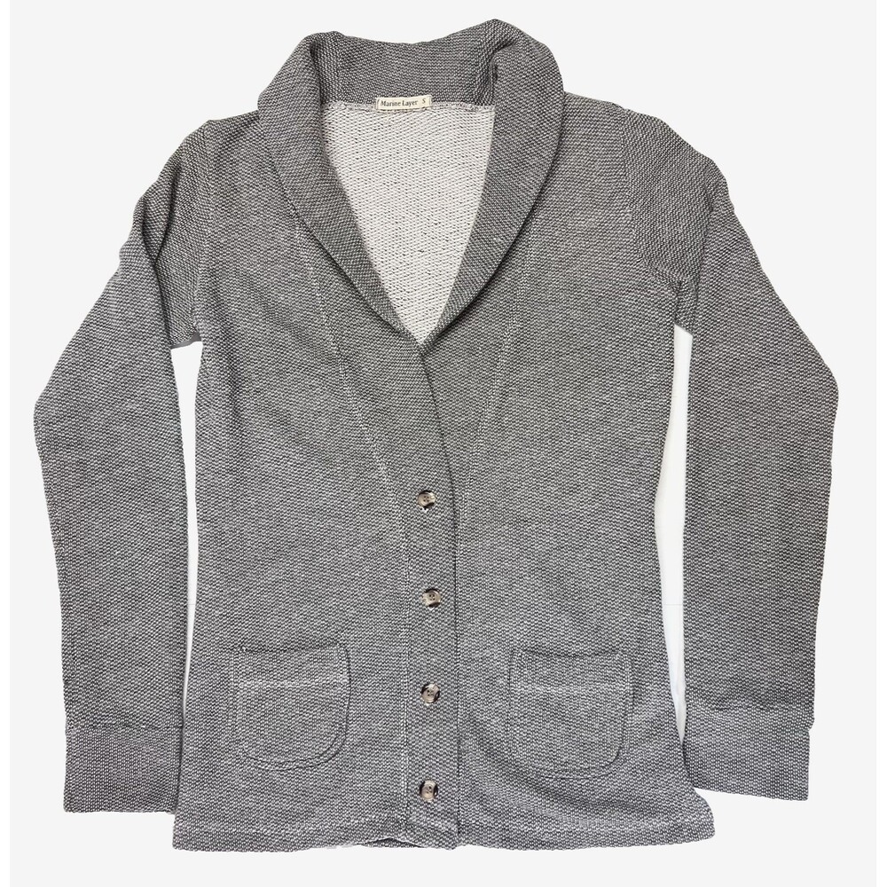 Marine Layer Men’s Unisex Shawl Collar Cardigan Patch Pockets Size Small Gray